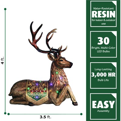 Fraser Hill Farm 4-Ft. Tall Sitting Reindeer Metallic Finish (FFRS047-RD1-BRN)