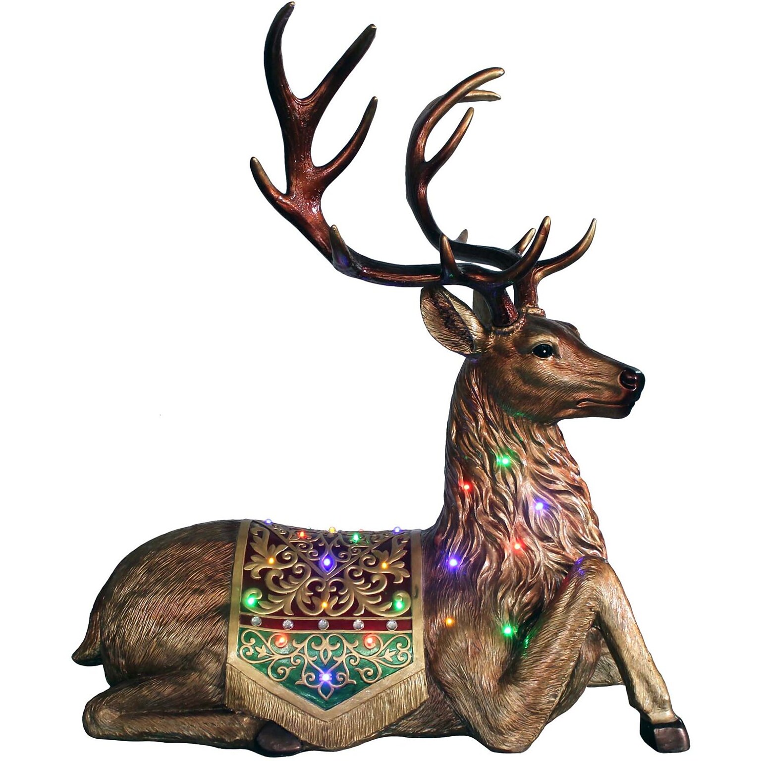 Fraser Hill Farm 4-Ft. Tall Sitting Reindeer Metallic Finish (FFRS047-RD1-BRN)