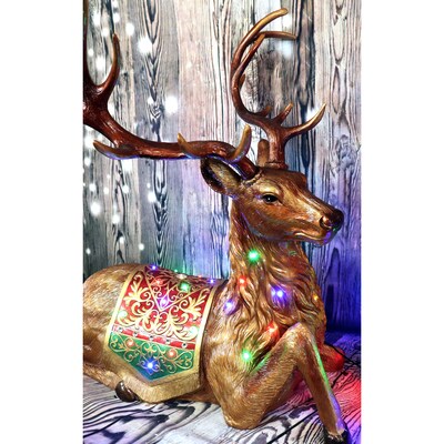 Fraser Hill Farm 4-Ft. Tall Sitting Reindeer Metallic Finish (FFRS047-RD1-BRN)