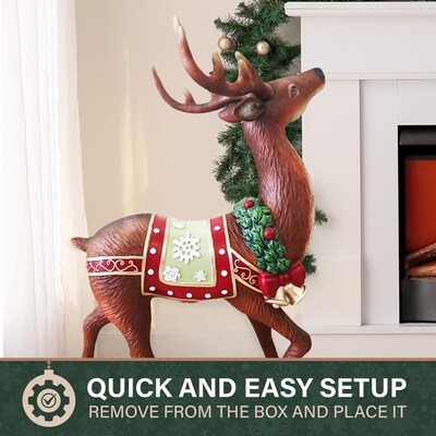 Fraser Hill Farm 36-in Fiberglass Reindeer Figurine (FFRS036-0DEER-MLT)