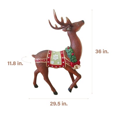 Fraser Hill Farm 36-in Fiberglass Reindeer Figurine (FFRS036-0DEER-MLT)