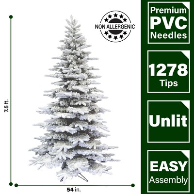 Fraser Hill Farm 7.5 ft. Flocked Pine Valley Artificial Christmas Tree (FFPV075-0SN)