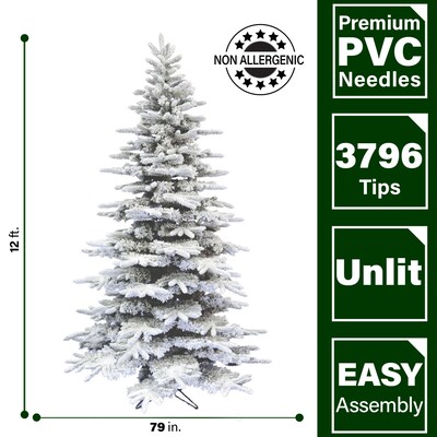Fraser Hill Farm 12 ft. Flocked Pine Valley Artificial Christmas Tree (FFPV012-0SN)