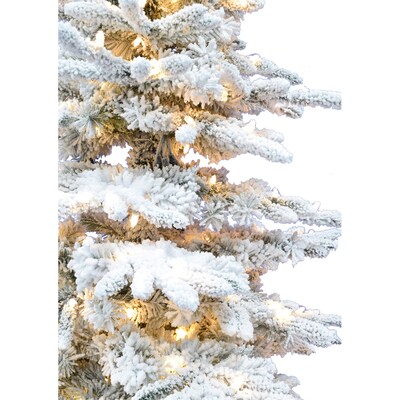 Fraser Hill Farm 10 ft. Flocked Pine Valley Pre-Lit Artificial Christmas Tree, 100 Lights (FFPV010-3SN)