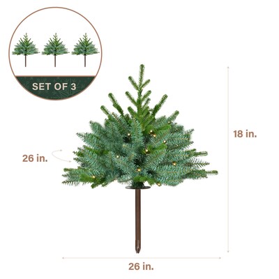 Fraser Hill Farm Prelit 18 Artificial Sidewalk Trees, 3/Set (FFPTI018-5GR)