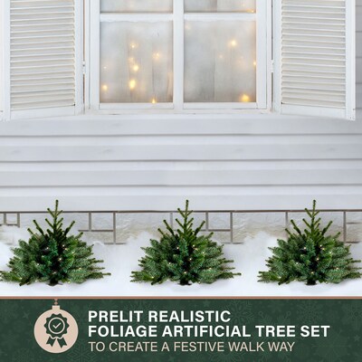 Fraser Hill Farm Prelit 18" Artificial Sidewalk Trees, 3/Set (FFPTI018-5GR)