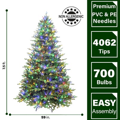 Fraser Hill Farm 7.5 ft. Oregon Pine Pre-Lit Artificial Christmas Tree, 700 Lights (FFOP075-6GR)