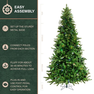 Fraser Hill Farm 7.5 ft. Noel Pine Pre-Lit Artificial Christmas Tree, 400 Lights (FFNL075-6GR)
