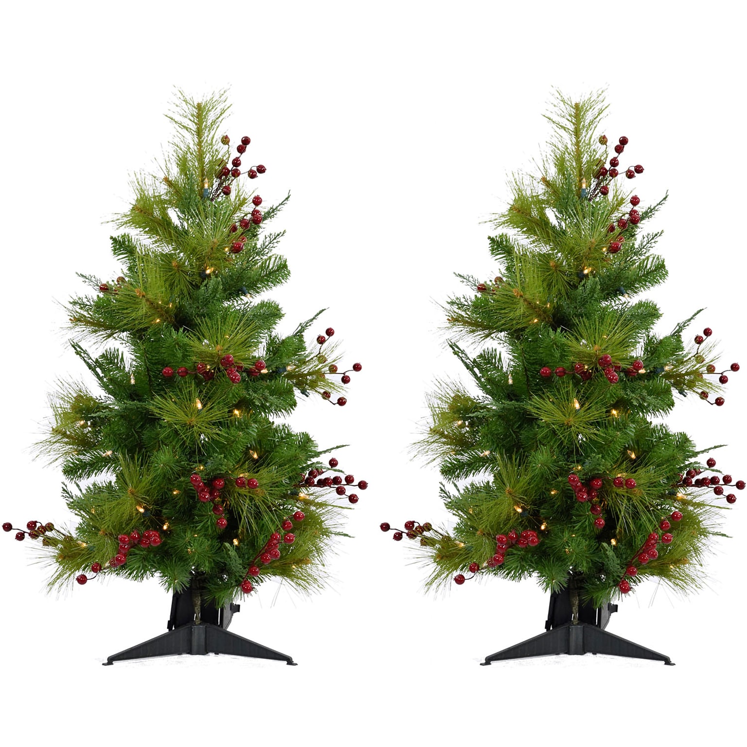 Fraser Hill Farm 4-Ft. Newberry Pine Artificial Trees, 2/Set (FFNP056-5GRB/SET2)