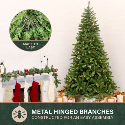 Fraser Hill Farm 7.5 ft. Noel Pine Pre-Lit Artificial Christmas Tree, 400 Lights (FFNL075-6GR)