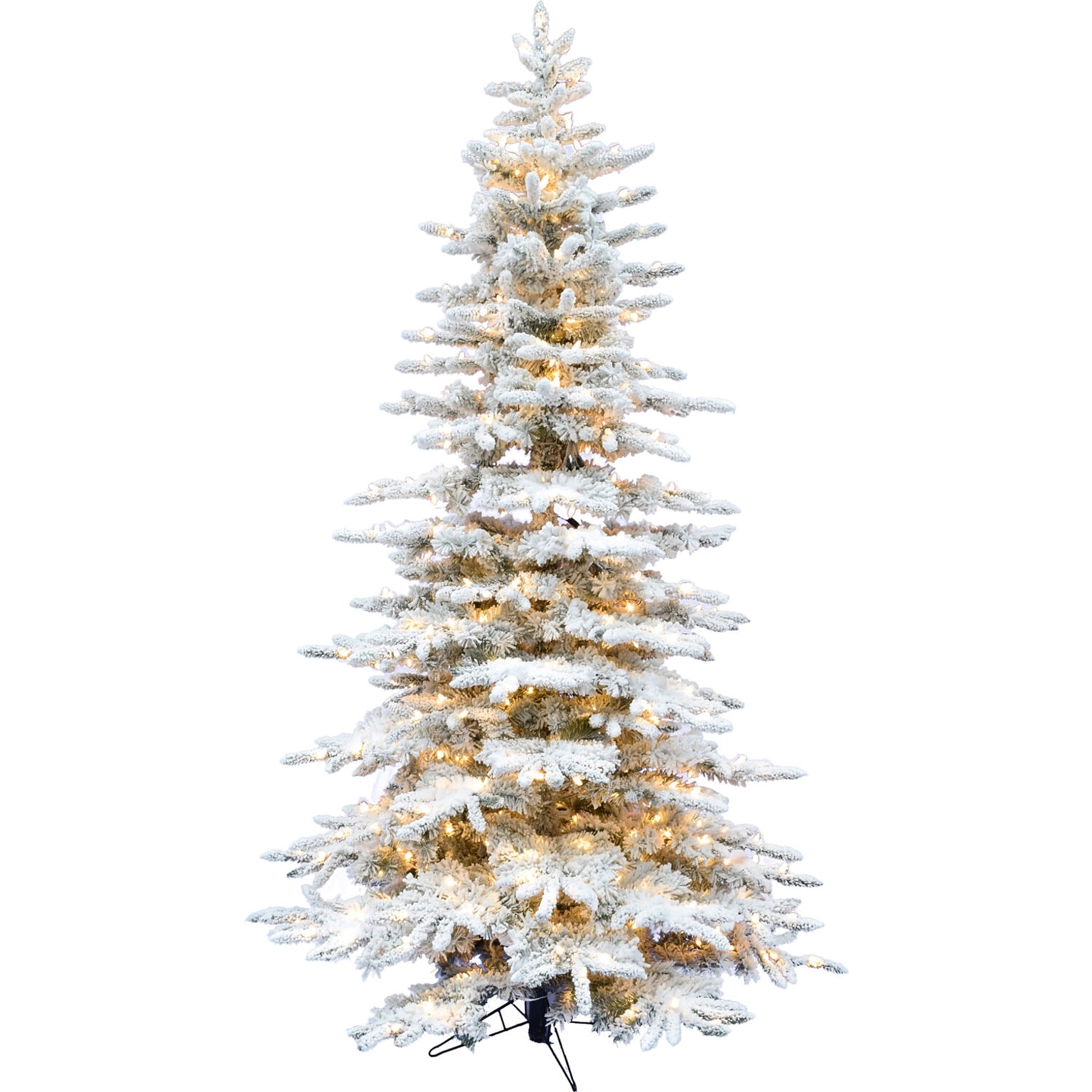 Fraser Hill Farm 10 ft. Flocked Mountain Pine Pre-Lit Artificial Christmas Tree, 100 Lights (FFMP010-3SN)