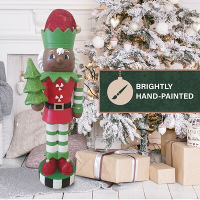 Fraser Hill Farm 48-inch African American Elf Nutcracker (FFMG048-0ELF-MLTAA)