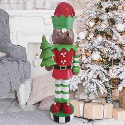 Fraser Hill Farm 48-inch African American Elf Nutcracker (FFMG048-0ELF-MLTAA)