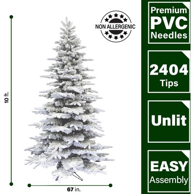 Fraser Hill Farm 10 ft. Flocked Mountain Pine Artificial Christmas Tree (FFMP010-0SN)