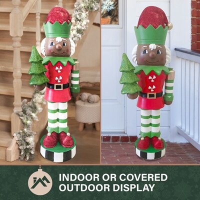 Fraser Hill Farm 36-in African American Elf Nutcracker Figurine (FFMG036-0ELF-MLTAA)