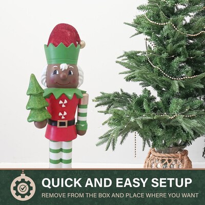 Fraser Hill Farm 36-in African American Elf Nutcracker Figurine (FFMG036-0ELF-MLTAA)