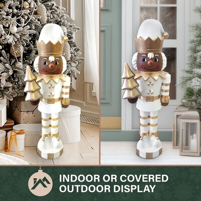 Fraser Hill Farm 36-in African American Elf Nutcracker Figurine (FFMG036-0ELF-GLDAA)