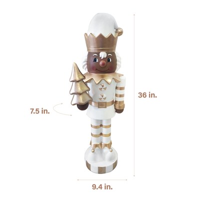 Fraser Hill Farm 36-in African American Elf Nutcracker Figurine (FFMG036-0ELF-GLDAA)