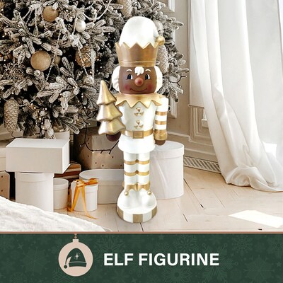 Fraser Hill Farm 36-in African American Elf Nutcracker Figurine (FFMG036-0ELF-GLDAA)