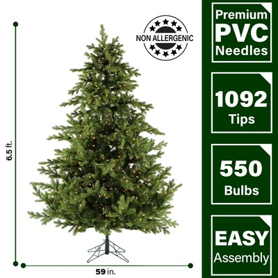 Fraser Hill Farm 6.5 ft. Foxtail Pine Pre-Lit Artificial Christmas Tree, 550 Lights (FFFX065-5GR)