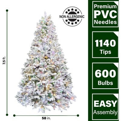 Fraser Hill Farm 7.5-ft. Flocked Christmas Half Tree (FFHTA075-6SN)