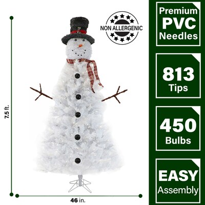 Fraser Hill Farm 7.5-Ft White Snowman Christmas Tree (FFCT070-5WHSNM)