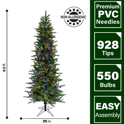 Fraser Hill Farm 6.5 ft. Carmel Pine Pre-Lit Artificial Christmas Tree, 550 Lights (FFCP065-6GR)