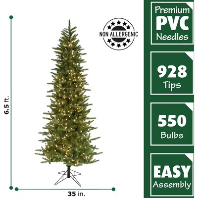Fraser Hill Farm 6.5 ft. Carmel Pine Pre-Lit Artificial Christmas Tree, 550 Lights (FFCP065-5GR)