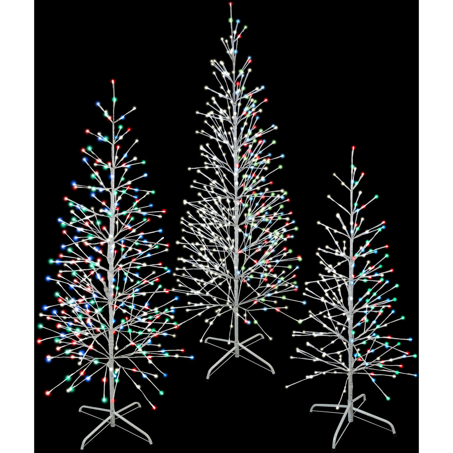 Fraser Hill Farm Set of 3 Color Changing Birch Trees (FFCHLEDSET3TREE-MLT)