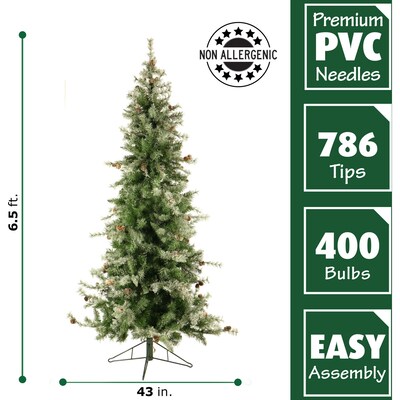 Fraser Hill Farm 6.5 ft. Buffalo Fir Slim Pre-Lit Artificial Christmas Tree, 400 Lights (FFBF065-3SN)