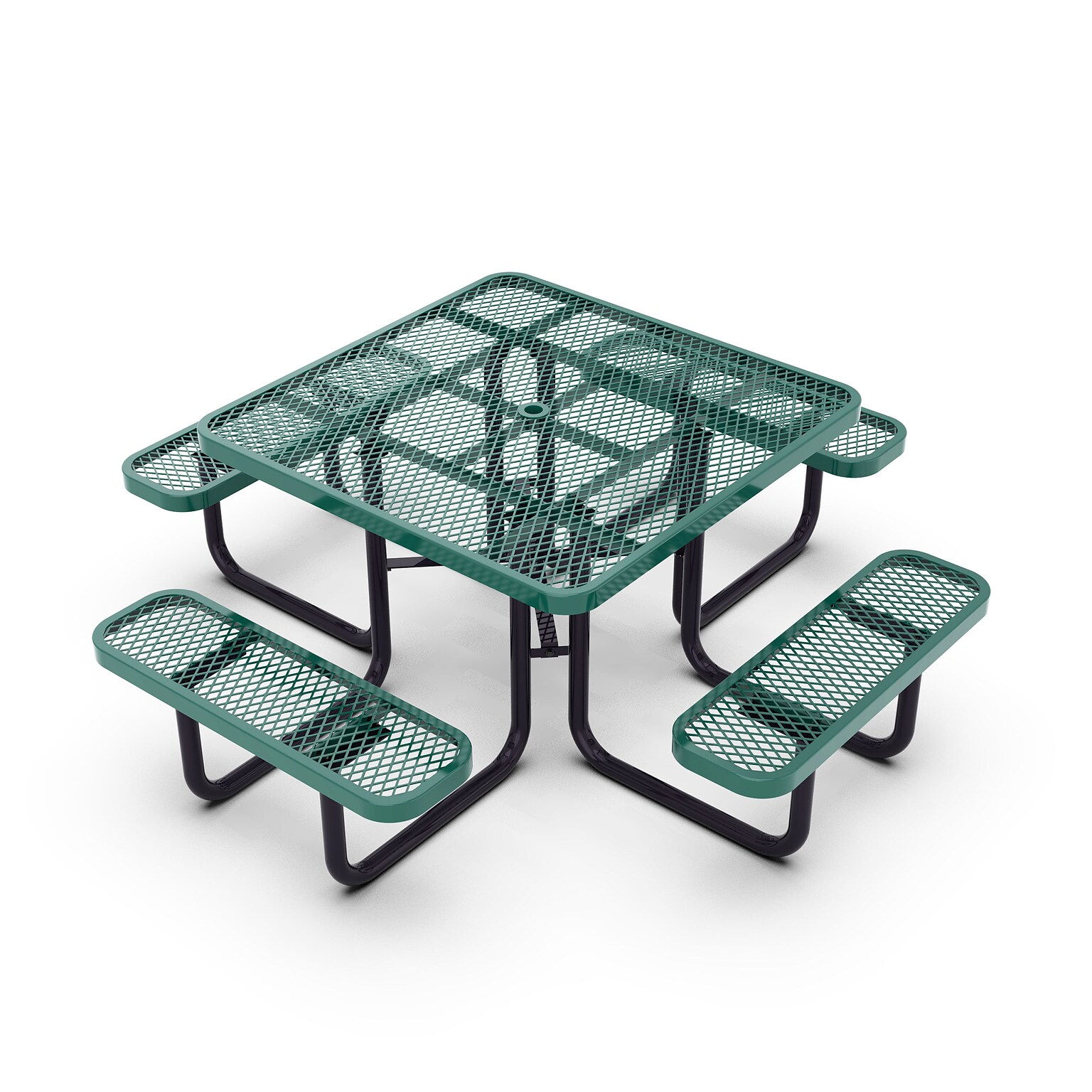 Flash Furniture Creekside Square Outdoor Picnic Table with Mesh Top and Seats, Green (SLFEMS46GN)