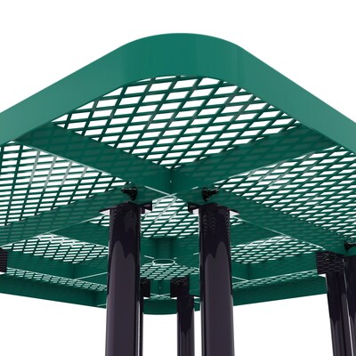 Flash Furniture Creekside Square Outdoor Picnic Table with Mesh Top and Seats, Green (SLFEMS46GN)