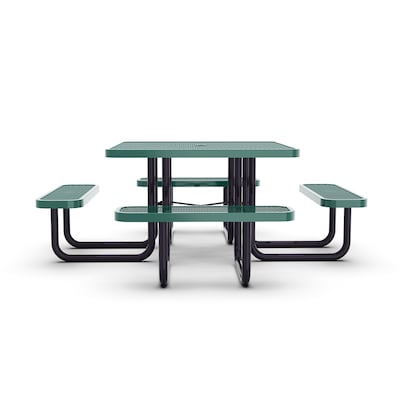 Flash Furniture Creekside Square Outdoor Picnic Table with Mesh Top and Seats, Green (SLFEMS46GN)