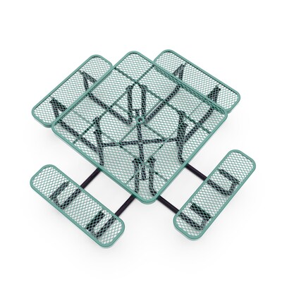 Flash Furniture Creekside Square Outdoor Picnic Table with Mesh Top and Seats, Green (SLFEMS46GN)