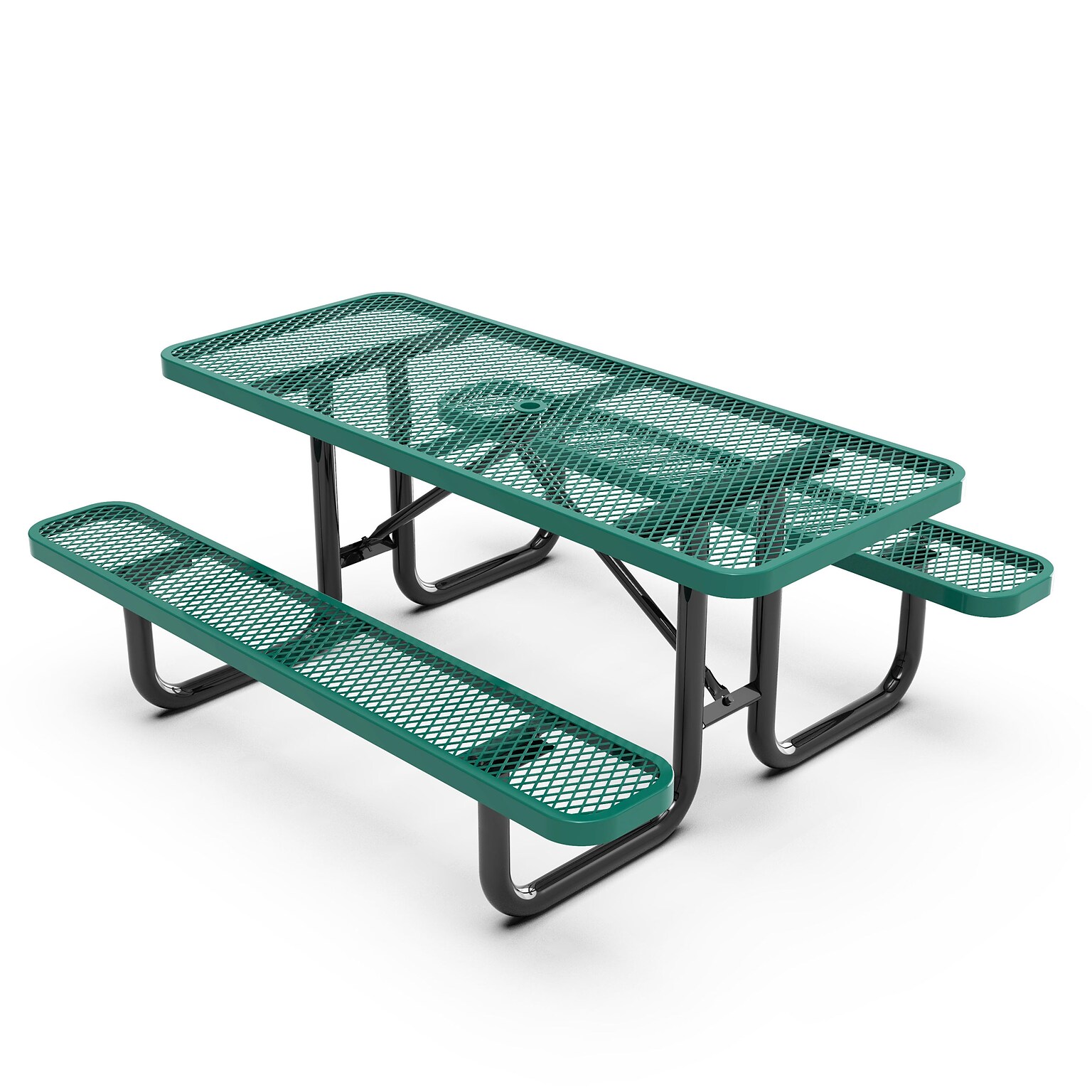 Flash Furniture Mantilla Rectangular Outdoor Picnic Table with Mesh Top and Seats, 6 Green (SLFEML72GN)