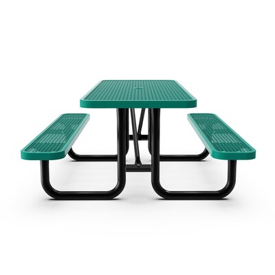 Flash Furniture Mantilla Rectangular Outdoor Picnic Table with Mesh Top and Seats, 6' Green (SLFEML72GN)