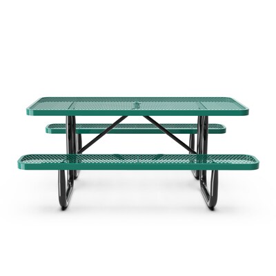 Flash Furniture Mantilla Rectangular Outdoor Picnic Table with Mesh Top and Seats, 6' Green (SLFEML72GN)