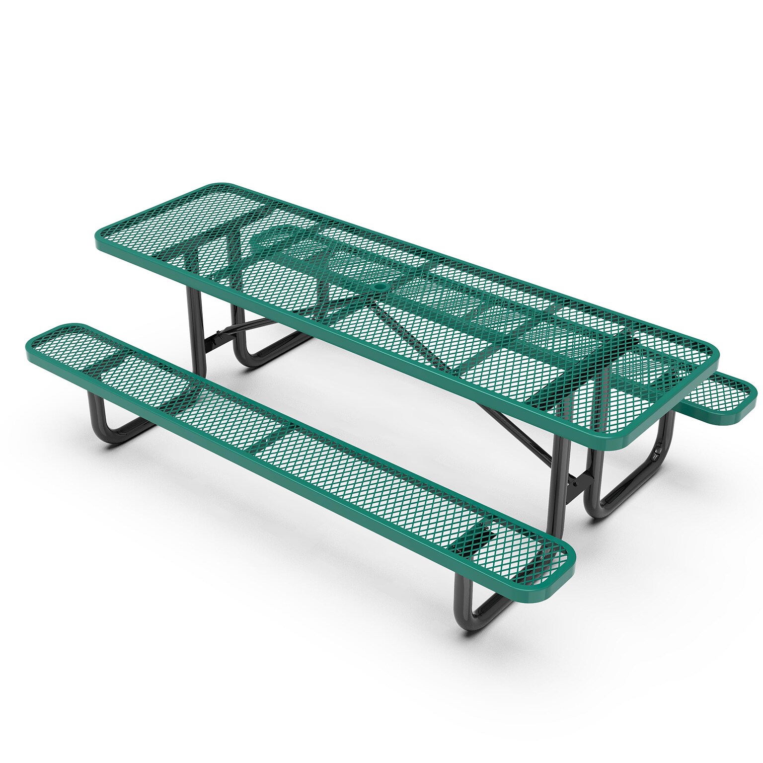 Flash Furniture Mantilla Rectangular Outdoor Picnic Table with Mesh Top and Seats, 8 Green (SLFEML96GN)