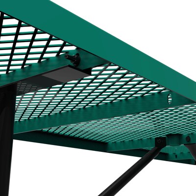 Flash Furniture Mantilla Rectangular Outdoor Picnic Table with Mesh Top and Seats, 8' Green (SLFEML96GN)