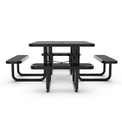 Flash Furniture Creekside Square Outdoor Picnic Table with Mesh Top and Seats, Black (SLFEMS46BK)