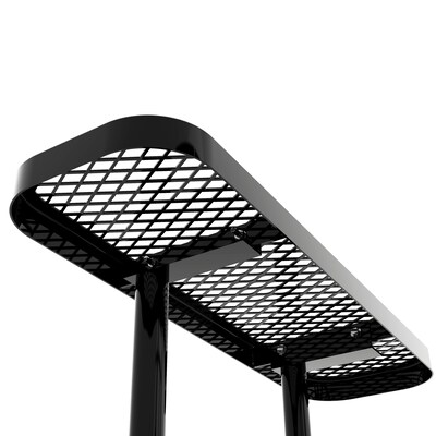 Flash Furniture Creekside Square Outdoor Picnic Table with Mesh Top and Seats, Black (SLFEMS46BK)