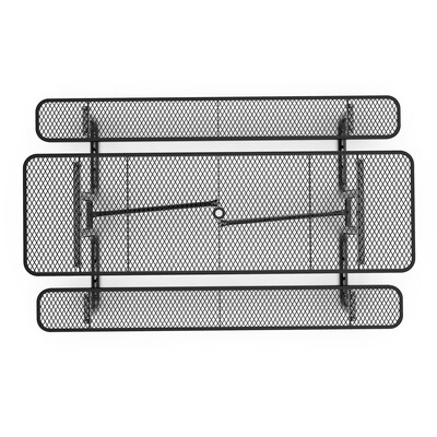 Flash Furniture Mantilla Rectangular Outdoor Picnic Table with Mesh Top and Seats, 8' Black (SLFEML96BK)