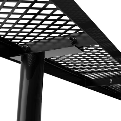 Flash Furniture Mantilla Rectangular Outdoor Picnic Table with Mesh Top and Seats, 8' Black (SLFEML96BK)