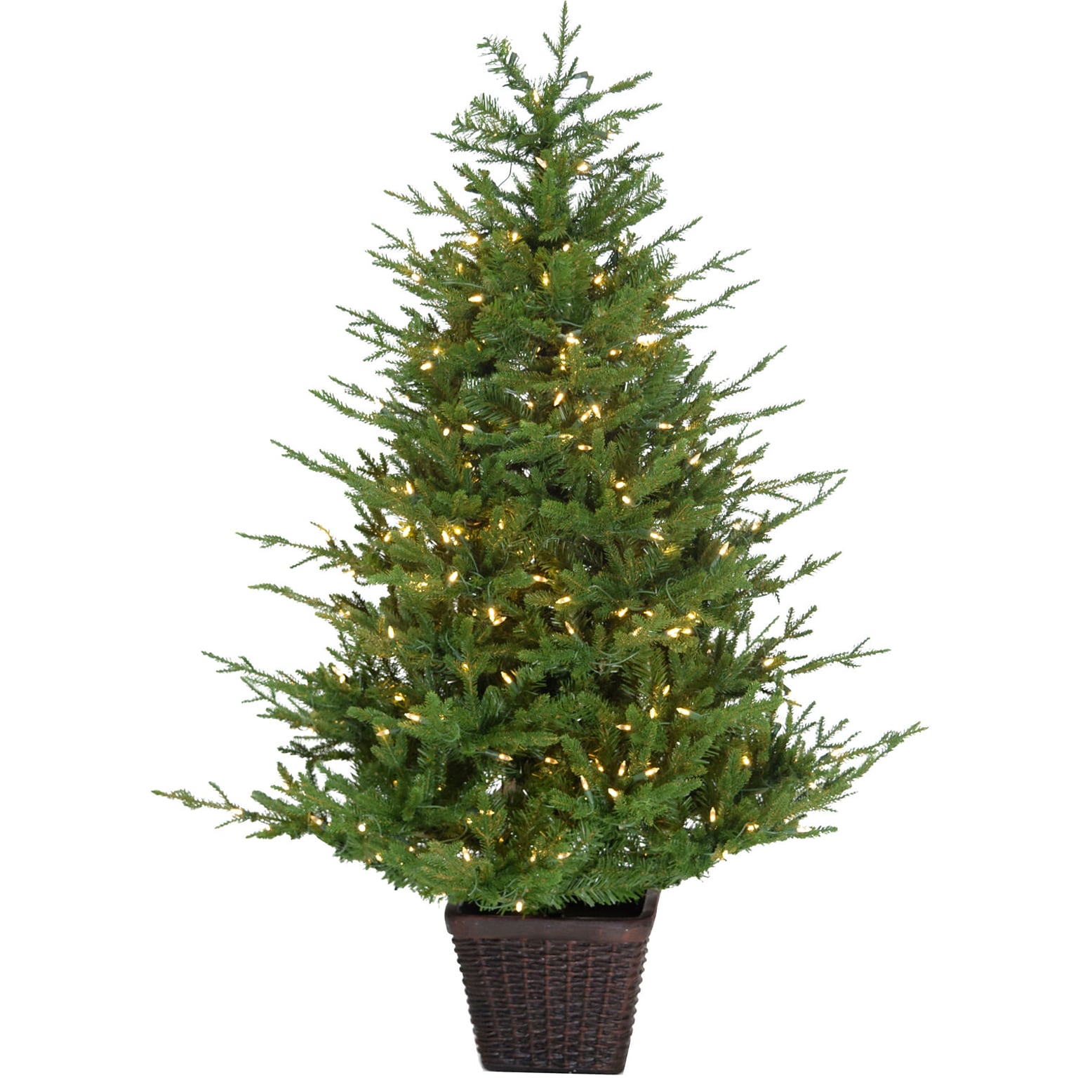 Fraser Hill Farm 5-ft. Adirondack Pre Lit Potted Christmas Tree Decor (FFAD060P-5GR)