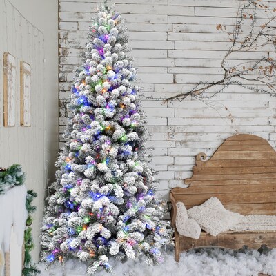 Fraser Hill Farm 10 ft. Flocked Alaskan Pine Pre-Lit Artificial Christmas Tree, 1150 Lights (FFAF010-6SN)