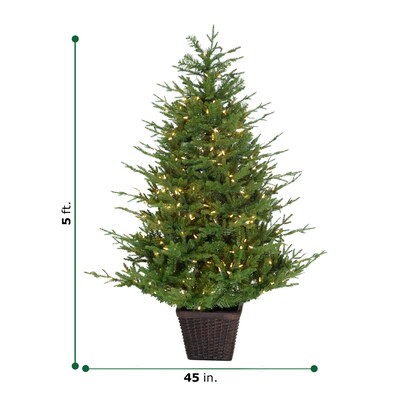 Fraser Hill Farm 5-ft. Adirondack Pre Lit Potted Christmas Tree Decor (FFAD060P-5GR)
