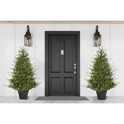 Fraser Hill Farm 5-ft. Adirondack Pre Lit Potted Christmas Tree Decor (FFAD060P-5GR)
