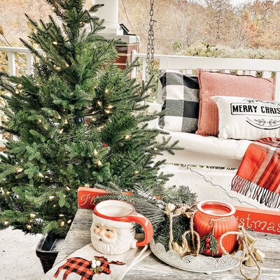 Fraser Hill Farm 4.0-Ft Adirondack Pre Lit Potted Christmas Tree Decor (FFAD048P-5GR)