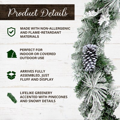 Fraser Hill Farm 6-Ft. Christmas Snow Flocked Garland (FF072CHGL001-0SN)