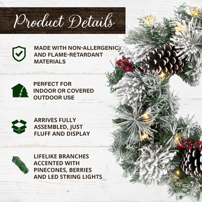 Fraser Hill Farm 24-in. Christmas Prelit Snow Covered Wreath (FF024CHWR009-1SN)